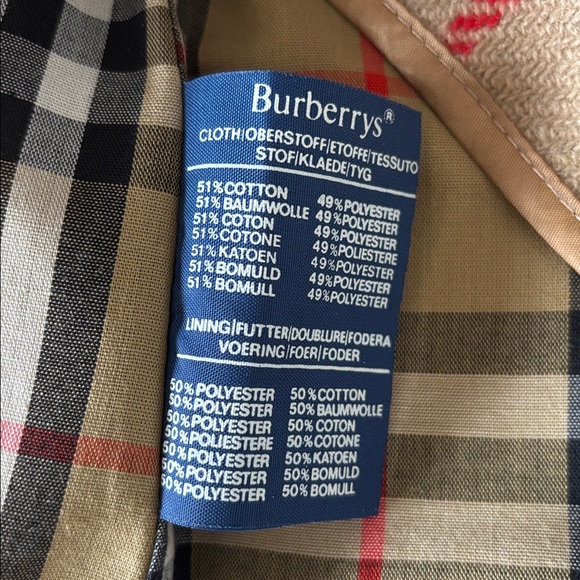Vintage Burberry Overcoat Mens Tan Novacheck Plaid Long Checkered Trench SZ 46 - Picture 10 of 16